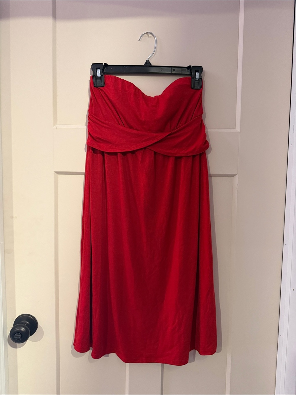 Old Navy Red Strapless Midi dress/skirt  with Draped Waist
